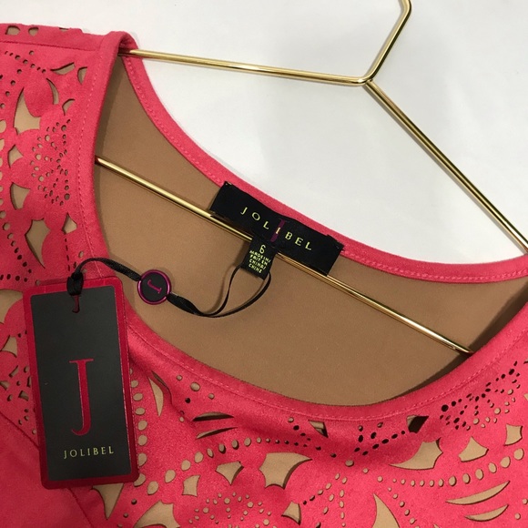 NWT Nordstrom Faux Suede Floral Cutout Lace Mango Pink Sleeveless Blouse Size S - Picture 5 of 8